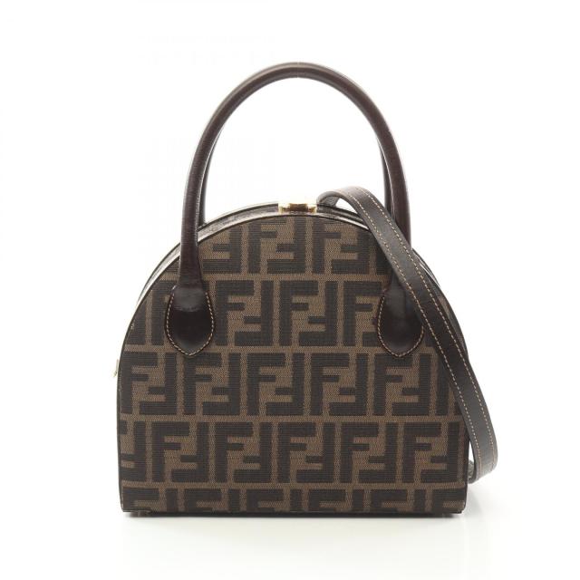 フェンディ FENDI ズッカ ハンドバッグ バッグ キャンバス レザー レディース ブラウン系 【中古】