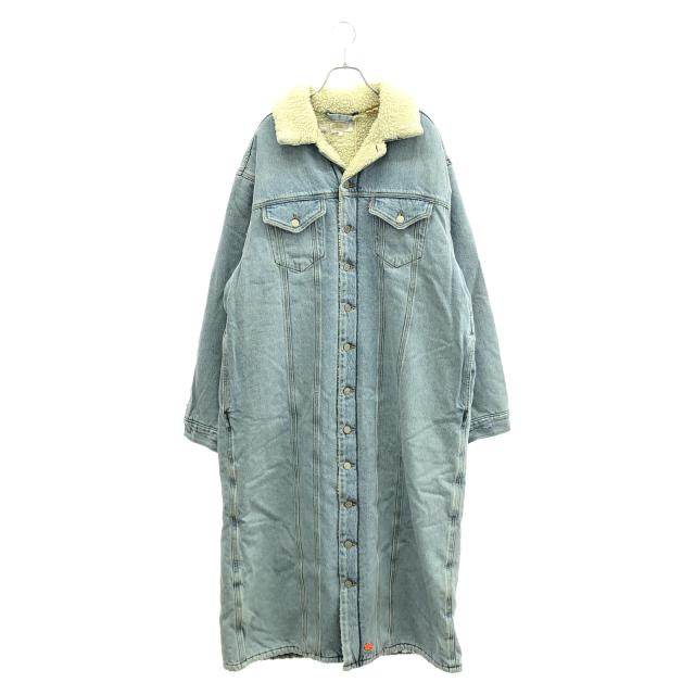 イーアールエル ERL リーバイスコラボ ボア デニム コート 衣料品 アウター コットン メンズ ブルー系 【中古】 イーアールエル ERL リーバイスコラボ ボア デニム コート 衣料品