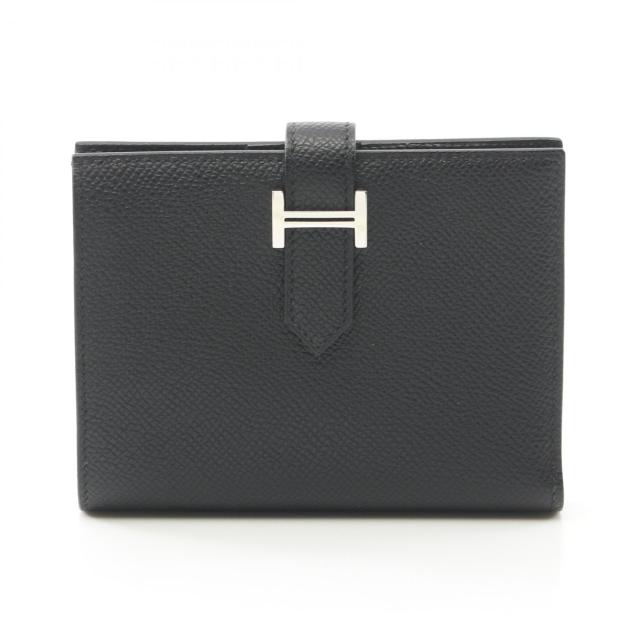 エルメス HERMES ベアンコンパクト 二つ折り財布 財布 ヴォーエプソン ヴォーエプソン レディース ブラック系 【中古】