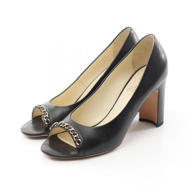 CHANEL ココマーク パンプス CHANEL パンプス ハイヒール ココマーク ブラック レザー サイズ7