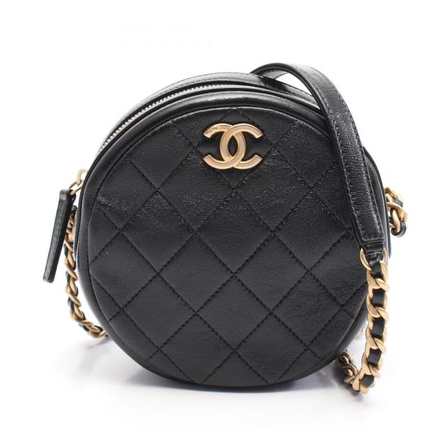 シャネル CHANEL マトラッセ ラウンド ミニ ショルダーバッグ バッグ レザー レディース ブラック系 AS1898 【中古】