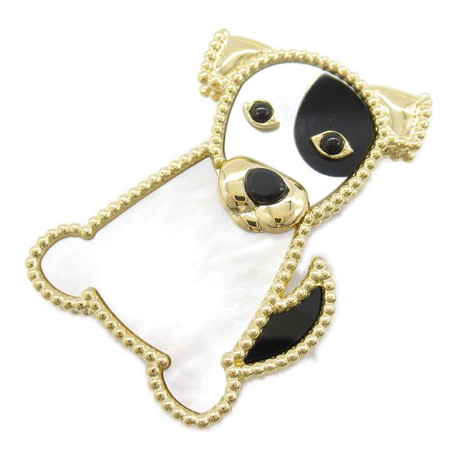 ヴァンクリーフ＆アーペル Van Cleef & Arpels ラッキー アニマルズ ドッグ ブローチ ブローチ アクセサリー K18（イエローゴールド） マザーオブパール/オニキス メンズ レディース ブラック系 / ホワイト系 VCARP2AU00 【中古】