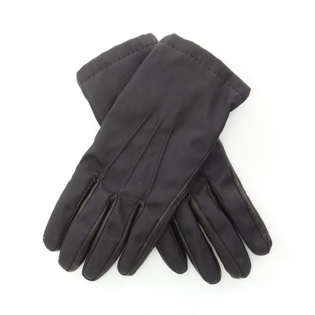 プラダ PRADA 手袋 衣料品 ナイロン ラムレザー メンズ ブラック系 【中古】