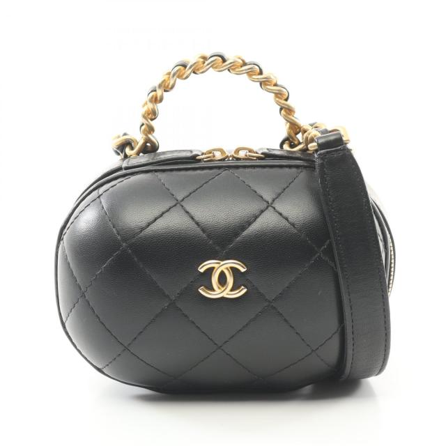シャネル CHANEL マトラッセ トップハンドル ショルダーバッグ バッグ ラムスキン（羊革） レディース ブラック系 AS3066 【中古】