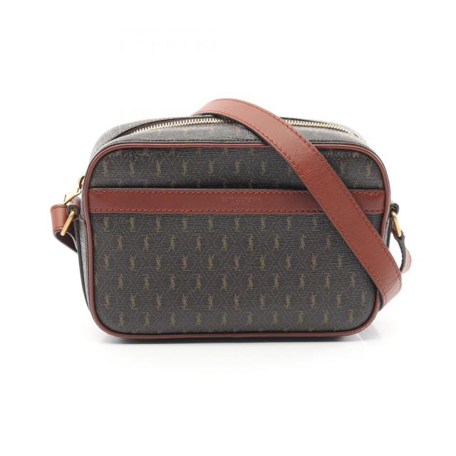 サンローラン SAINT LAURENT モノグラム カメラバッグ ショルダーバッグ バッグ PVCコーティングキャンバス レザー レディース ブラウン系 669957 【中古】