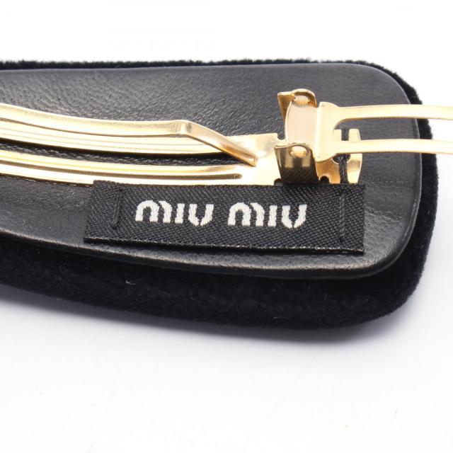 miumiu ミュウミュウ 新品未使用 ロゴ バレッタ ベロア ヘアピン ミュウ ミュウ Miu Miu ロゴ バレッタ アクセサリー ベロア レディース