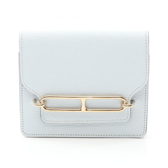 エルメス HERMES ロウリス ルリ スリム 二つ折り財布 財布 レザー シェーブル シェーブル レディース ブルー系 082213CP 【中古】