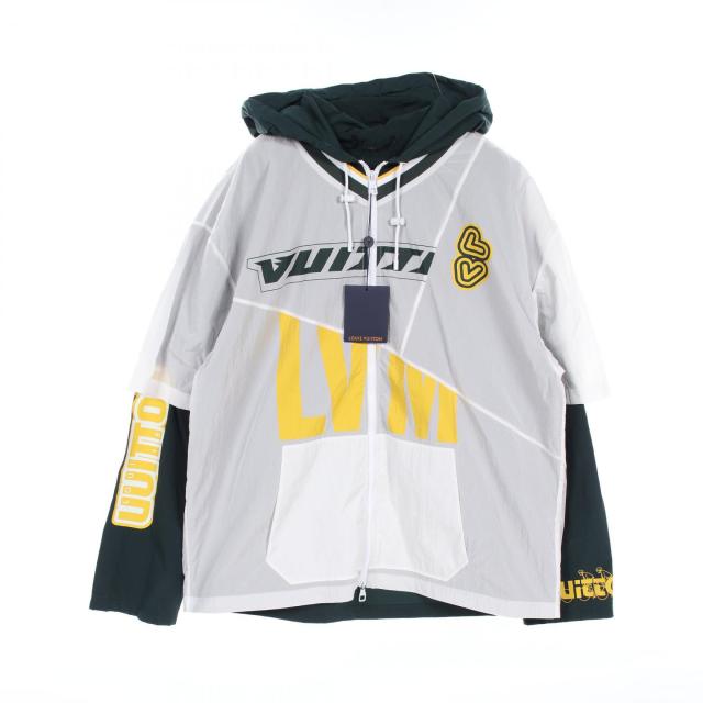 ルイ・ヴィトン LOUIS VUITTON パッチワーク ベースボール ジップパーカー ナイロンジャケット 衣料品 アウター ナイロン メンズ ホワイト系 / グリーン系 / イエロー系 【中古】