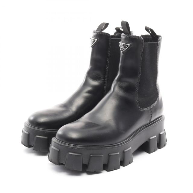 プラダ PRADA モノリス ブラッシュドレザー チェルシーブーツ プラダ PRADA モノリス ブラッシュドレザー チェルシーブーツ