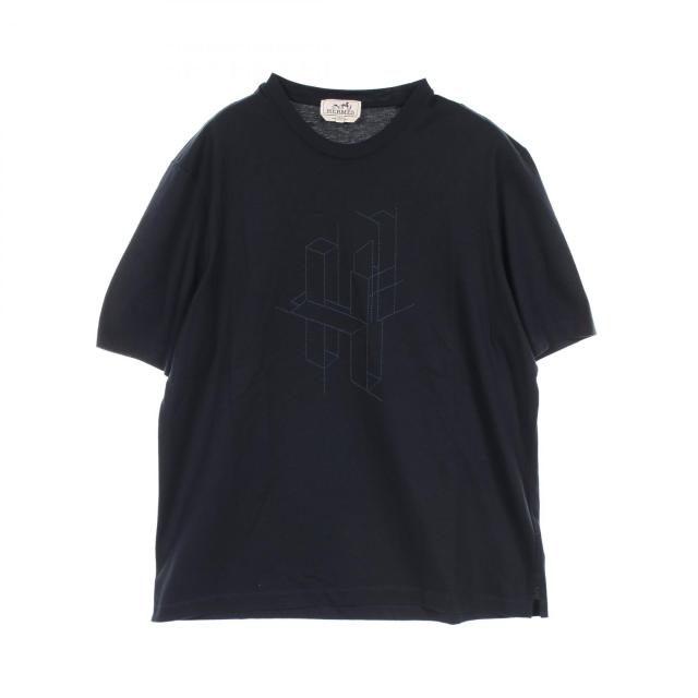 エルメス HERMES H 3D エンブロイダリー カットソー 衣料品 トップス コットン メンズ ネイビー系 