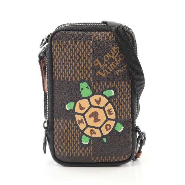 ルイ・ヴィトン LOUIS VUITTON LOUIS VUITTON × NIGO ダブルフォンポーチ ショルダーバッグ バッグ PVCコーティングキャンバス レザー ダミエ・ジャイアント メンズ レディース ブラウン系 / マルチカラー N40377 【中古】