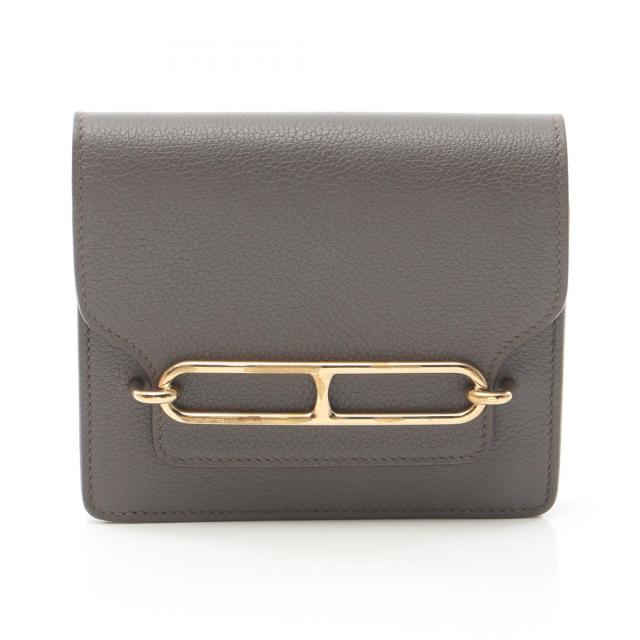 エルメス HERMES ロウリス ルリ スリム 二つ折り財布 財布 レザー エバーカラー エバーカラー レディース グレー系 【中古】