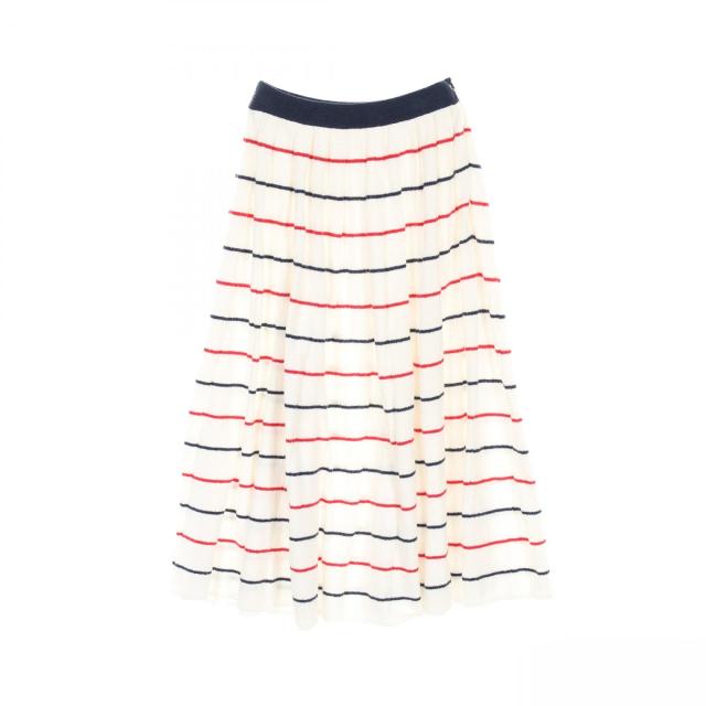 ミュウ ミュウ Miu Miu パイル スカート 衣料品 ボトムス コットン ナイロン レディース ホワイト系 / ネイビー系 / レッド系 MMG378 【中古】