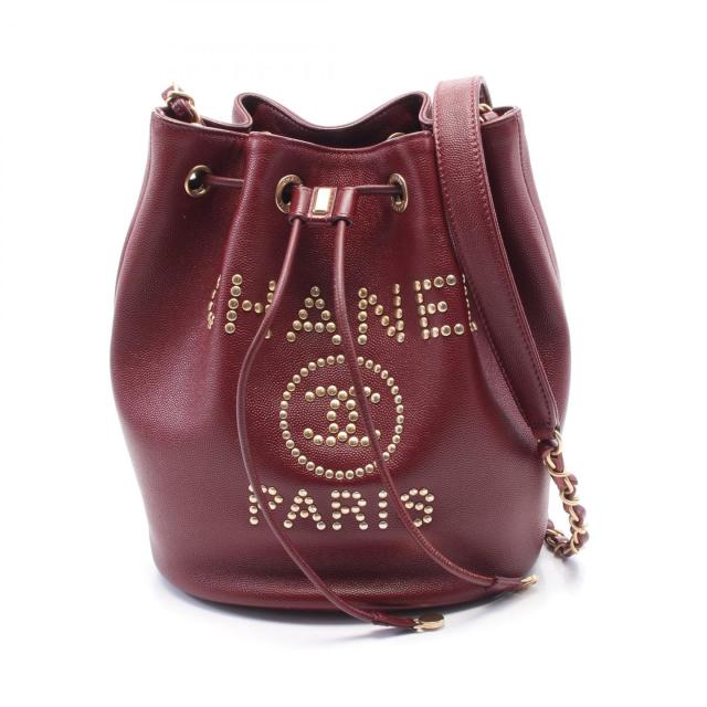 シャネル CHANEL ドーヴィル ショルダーバッグ バッグ レザー グレインドカーフスキン レディース ボルドー系 【中古】