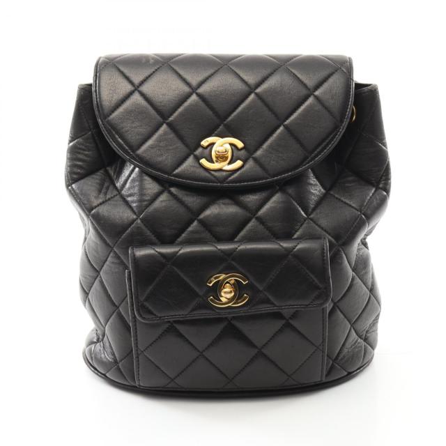 シャネル CHANEL マトラッセ リュックサック バックパック バッグ ラムスキン（羊革） レディース ブラック系 A10177 【中古】