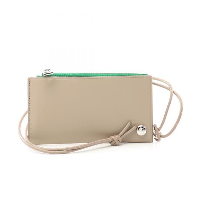 ロエベ LOEWE ぺブル スライダー カードホルダー ケース 財布 レザー レディース ベージュ系 / グリーン系 CANBPVZX02 【新品】