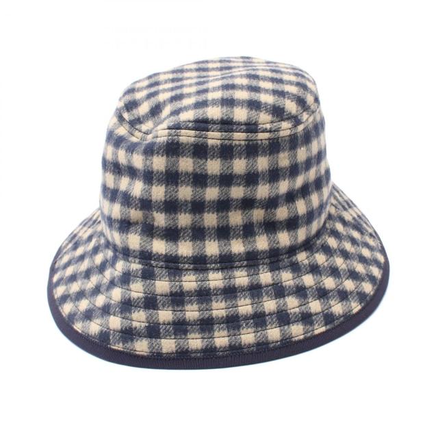 グッチ GUCCI ハット 帽子 ウール メンズ レディース ネイビー系 / ベージュ系 771214 【中古】