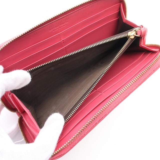 BOTTEGA VENETA 編み込み長財布 ブラック/レッド ボッテガヴェネタ