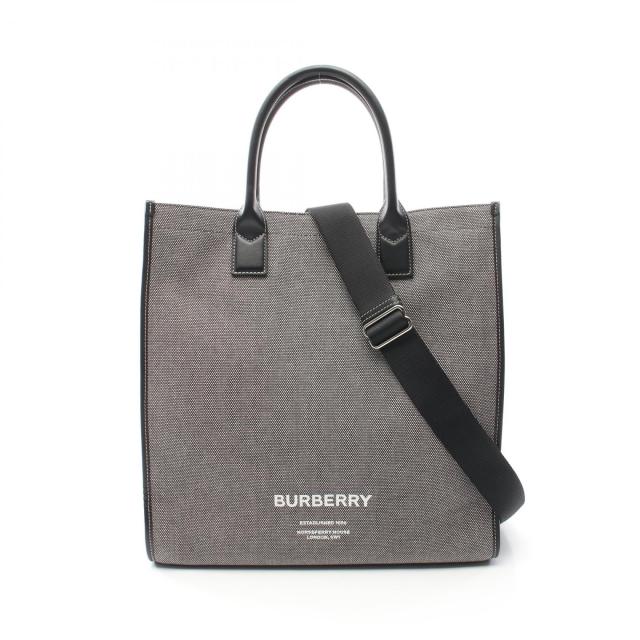 バーバリー BURBERRY トートバッグ バッグ キャンバス レザー メンズ グレー系 / ブラック系 8050814 【中古】