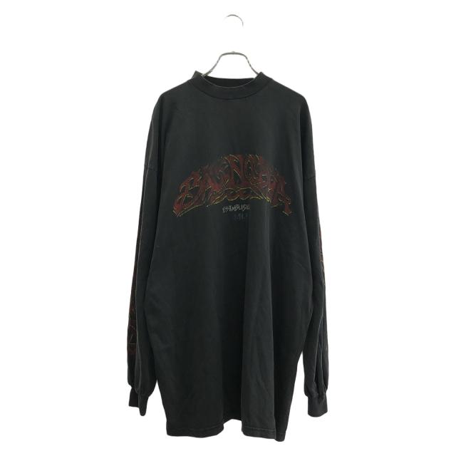 バレンシアガ BALENCIAGA Tシャツ 長袖Tシャツ 衣料品 トップス コットン メンズ レディース ブラック系 【中古】