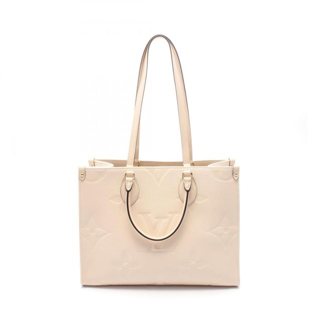 ルイ・ヴィトン LOUIS VUITTON オンザゴーMM トートバッグ バッグ レザー モノグラム・アンプラント レディース アイボリー系 M46531 【中古】