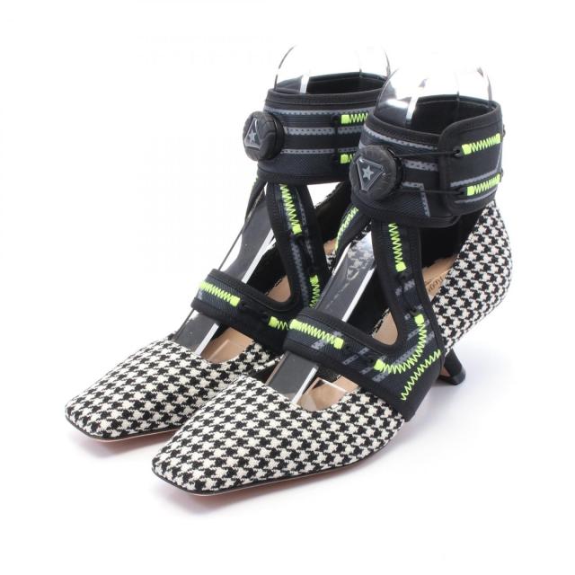 ディオール Dior Christian Dior × Roger Vivier 62-22 パンプス 靴 キャンバス ファブリック レディース ブラック系 / ホワイト系 【中古】