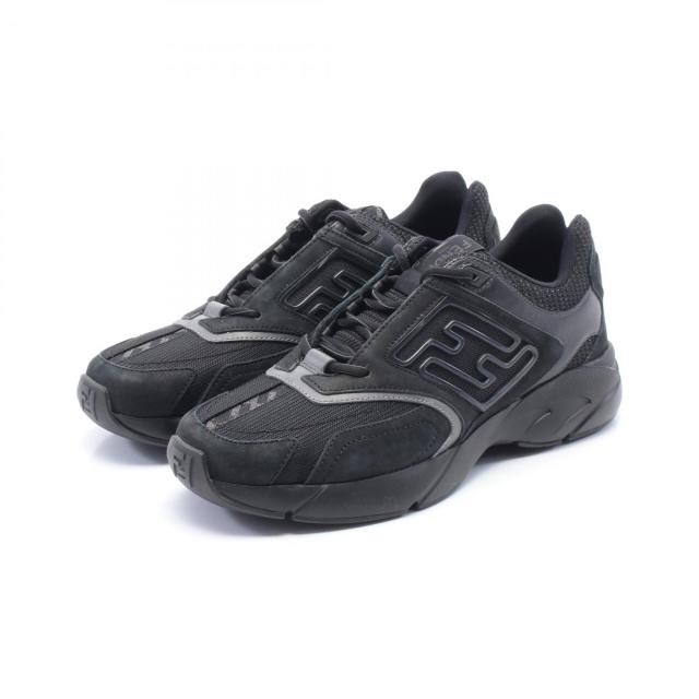 フェンディ FENDI FASTER スニーカー 靴 レザー ファブリック メンズ ブラック系 7E1555 【中古】