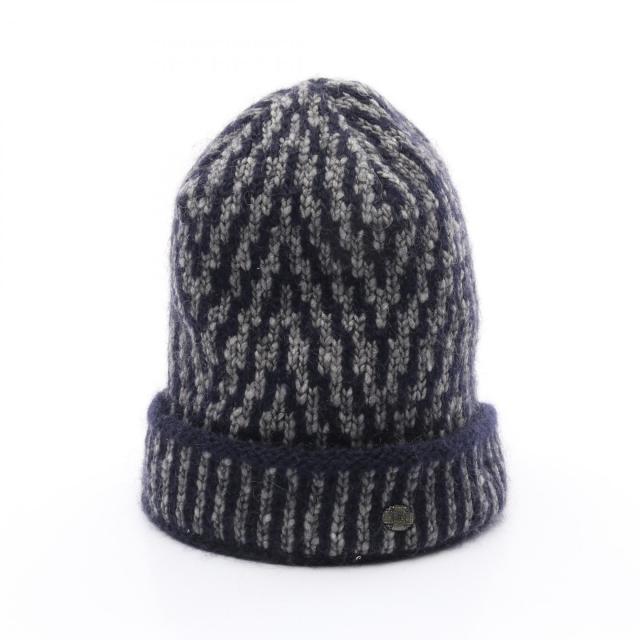 シャネル CHANEL ココマークボタン ニットキャップ 帽子 ウール モヘヤ レディース ネイビー系 / グレー系 P39283K02764 【中古】