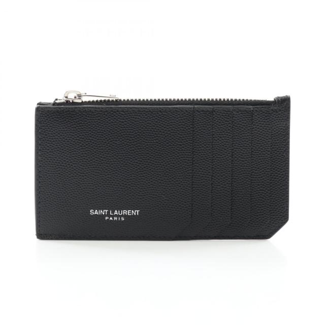 SAINT LAURENT ネイビー コインケース Yves Saint Laurent がま口レザーコインケース 箱付き | Petit