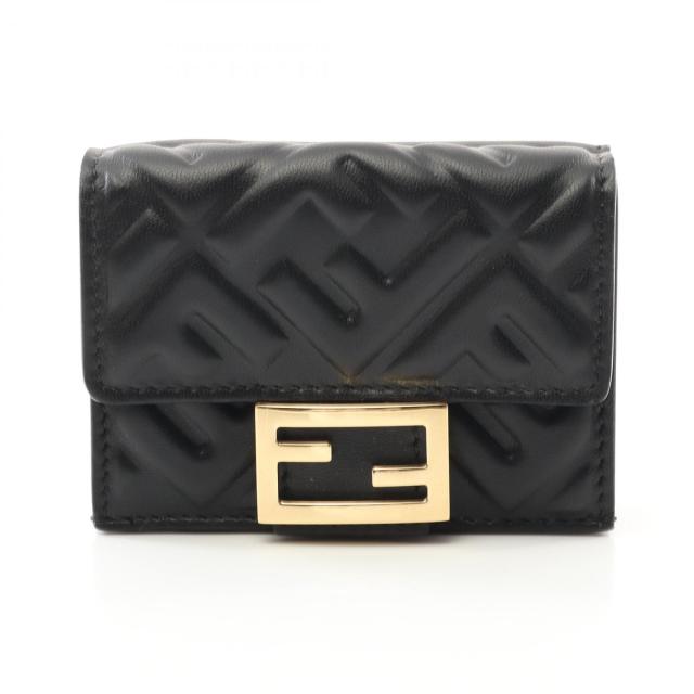 フェンディ FENDI バゲット 三つ折り財布 財布 レザー レディース ブラック系 8M0395AAJDF0KUR 【新品】