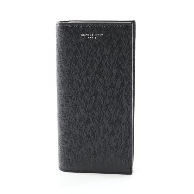 サンローラン SAINT LAURENT 二つ折り長財布 財布 レザー メンズ ブラック系 396308BTY0N1000 【新品】