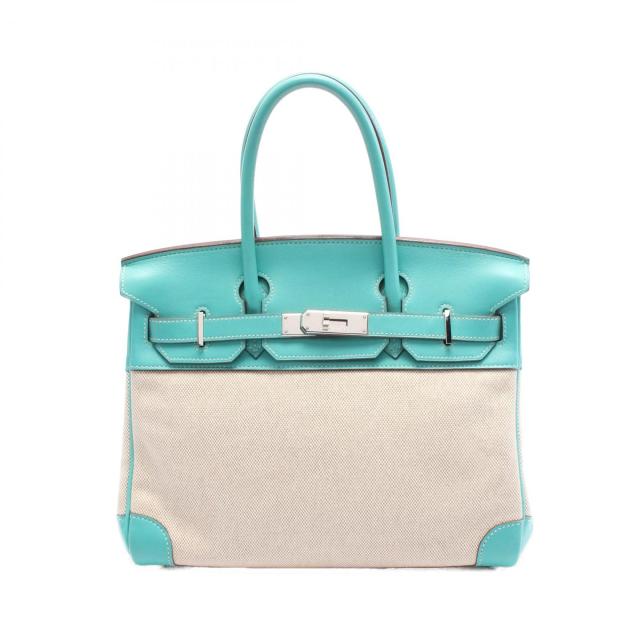 エルメス HERMES バーキン30 ハンドバッグ バッグ レザー トワルオフィシエ / ヴォースイフト トワルオフィシエ レディース ベージュ系 / ブルー系 【中古】