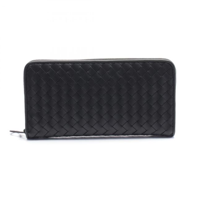 ボッテガヴェネタ BOTTEGA VENETA イントレチャート ラウンド長財布 財布 レザー メンズ レディース ブラック系 510643V46511000 【新品】