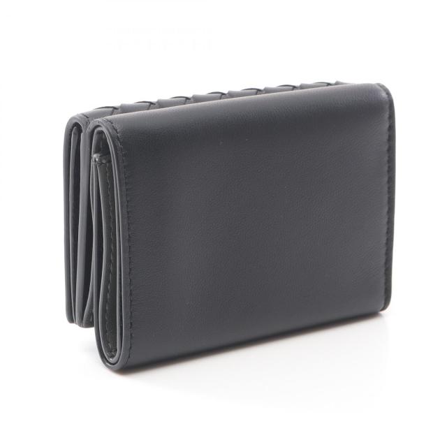 【美品】 ボッテガヴェネタ 折り財布 マキシイントレチャート レザー ボッテガヴェネタ マキシイントレチャート 二つ折り財布 ブラック