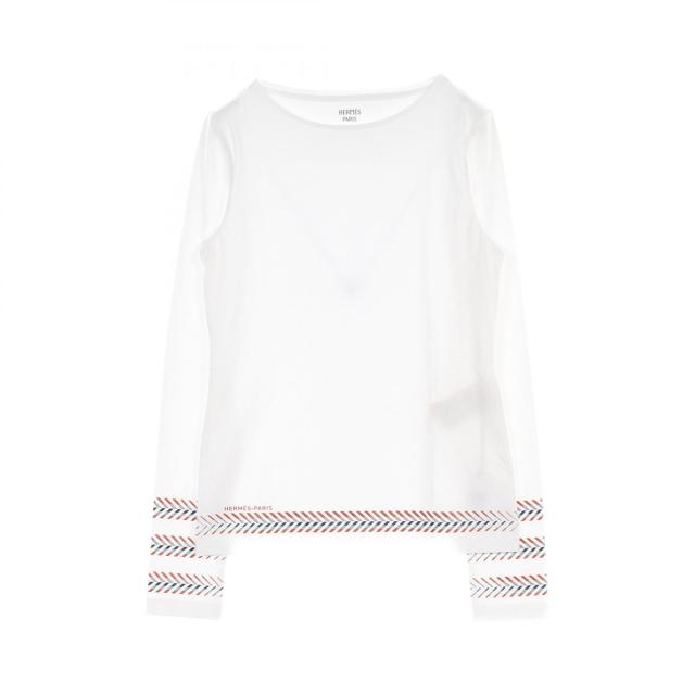 エルメス HERMES カルトゥッシュ シェヴロン カットソー 衣料品 トップス コットン レディース ホワイト系 / マルチカラー 【中古】