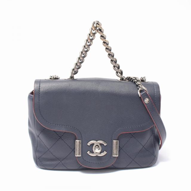 シャネル CHANEL マトラッセ ショルダーバッグ バッグ レザー レディース ネイビー系 【中古】