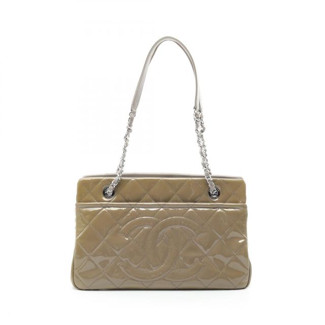 シャネル CHANEL マトラッセ トートバッグ バッグ パテントレザー レザー レディース ベージュ系 A67294 【中古】