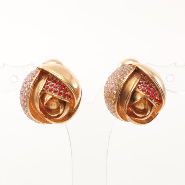 ディオール Dior ピアス ジュエリー GP（ゴールドメッキ） ラインストーン レディース ゴールド系 / ピンク系 / レッド系 【中古】