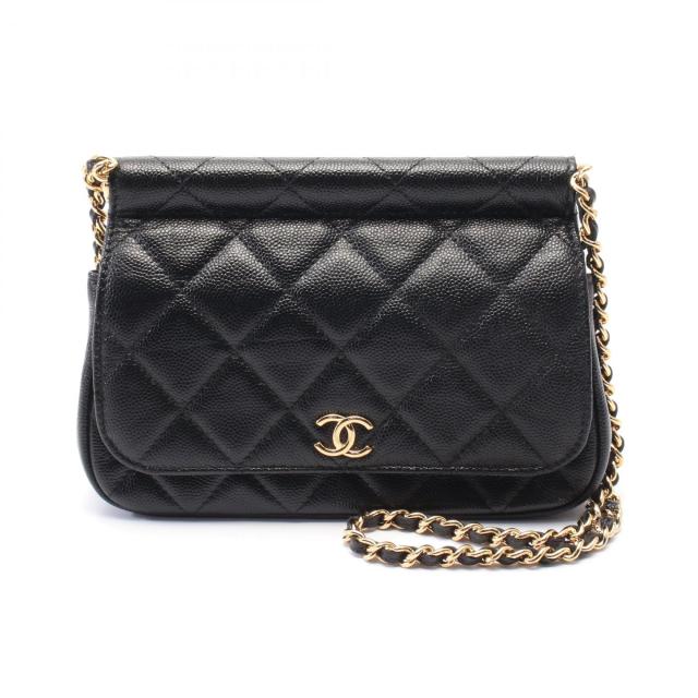 シャネル CHANEL マトラッセ ショルダーバッグ バッグ レザー グレインドカーフスキン レディース ブラック系 【中古】