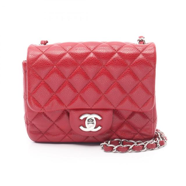 シャネル CHANEL ミニマトラッセ ショルダーバッグ バッグ レザー グレインドカーフスキン レディース レッド系 A35200 【中古】
