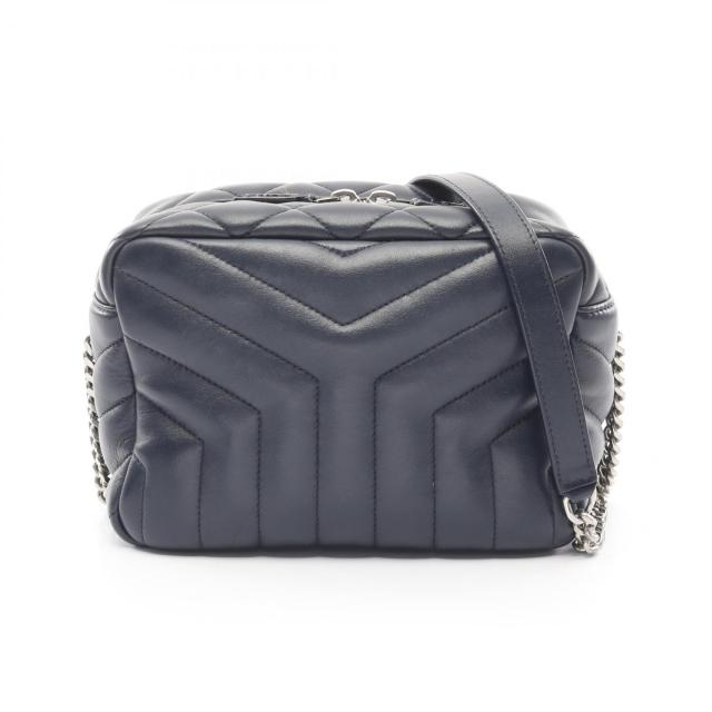 サンローランパリ SAINT LAURENT PARIS ルル ボーリング ショルダーバッグ バッグ レザー レディース ネイビー系 454317 【中古】