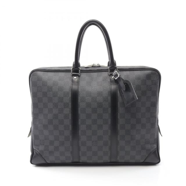 ルイ・ヴィトン LOUIS VUITTON ポルトドキュマン ヴォワヤージュ ビジネスバッグ バッグ PVCコーティングキャンバス レザー ダミエ・グラフィット メンズ ブラック系 N41125 【中古】