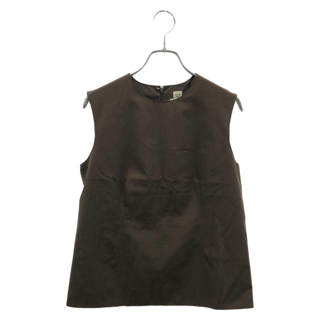 エルメス HERMES カットソー ノースリーブ 衣料品 トップス コットン レディース ブラウン系 ダークブラウン 【中古】