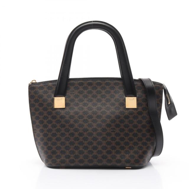 セリーヌ CELINE マカダム ハンドバッグ バッグ PVCコーティングキャンバス レザー レディース ブラック系 / ブラウン系 【中古】