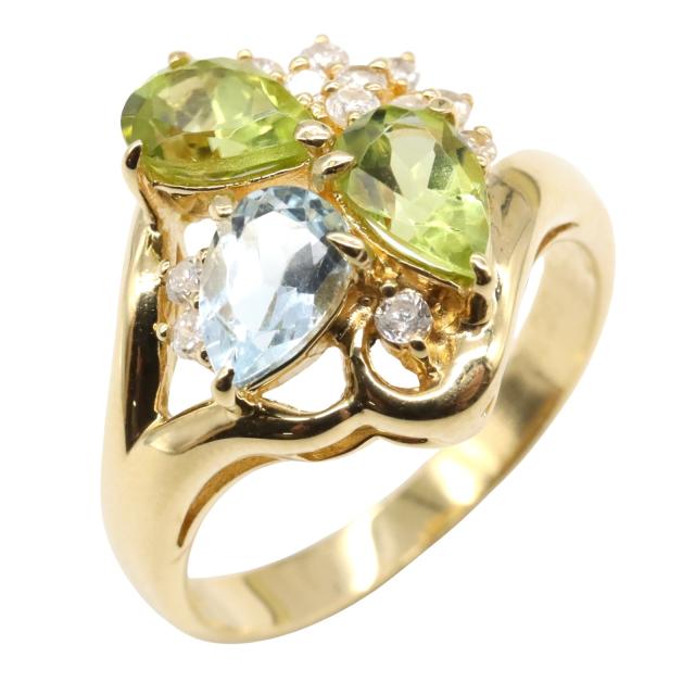 K18 マルチカラー 指輪 グリーンbizoux Bizoux シフォン リング K18