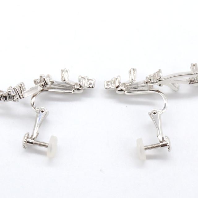 k14WGダイヤモンドデザインピアス k14WG ダイヤモンド イヤリング