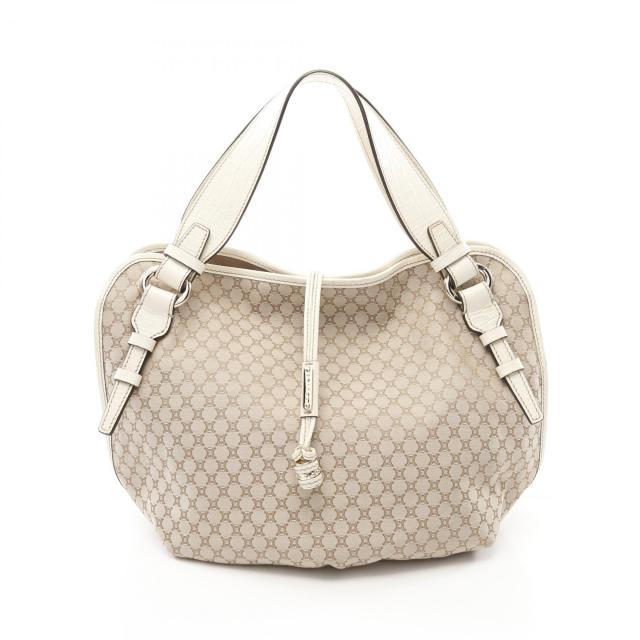 セリーヌ　CELINE トップハンドルバッグ　ホワイト　ベージュ　マカダム CELINE - CELINE セリーヌ マカダム柄 ハンドバッグ ミニ
