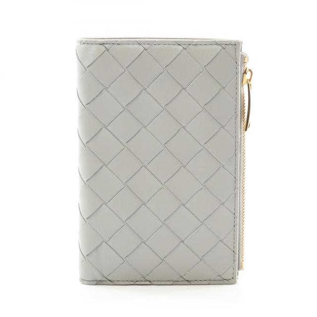ボッテガヴェネタ BOTTEGA VENETA イントレチャート 二つ折り財布 財布 レザー レディース グレー系 749940VCPP21556 【新品】