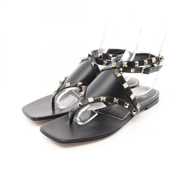 ヴァレンチノ Valentino ロックスタッズ サンダル 靴 レザー レディース ブラック系 4W2S0IQ0VOD0NO36.5 【新品】