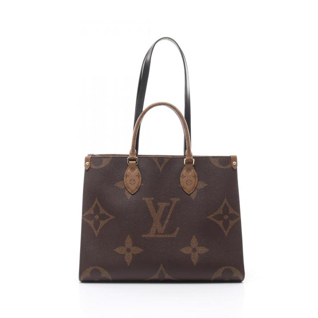 ルイ・ヴィトン LOUIS VUITTON オンザゴーMM トートバッグ バッグ PVCコーティングキャンバス レザー モノグラム・ジャイアント レディース ブラウン系 / ベージュ系 M45321 【中古】